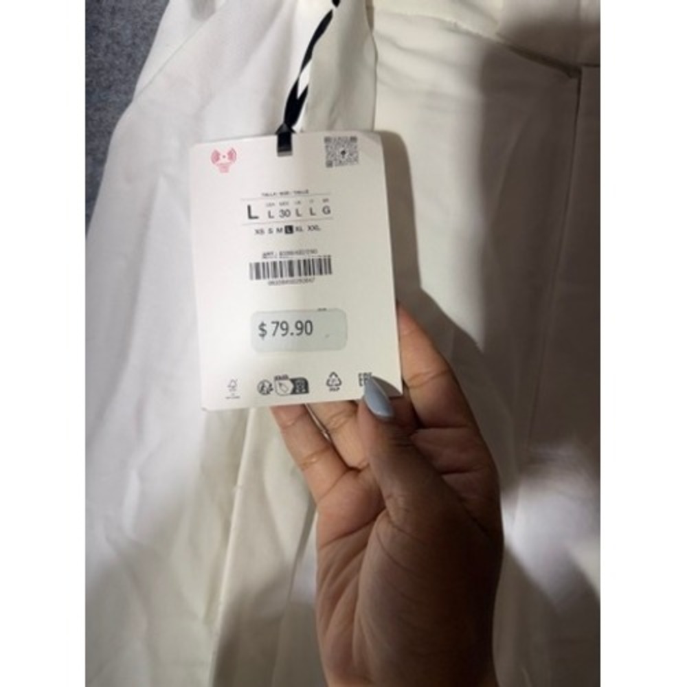 Zara High Rise Wide Leg Trousers White Relaxed Fit Pants Size L NEW Quiet Lux - Picture 3 of 9